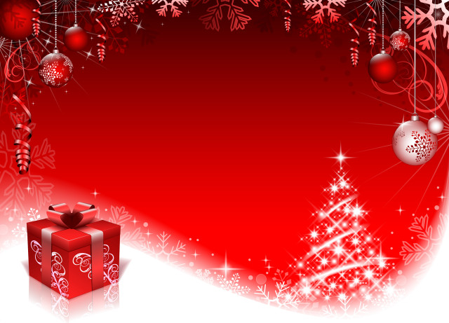 Red christmas background tree presents free wallpaper - medium preview image