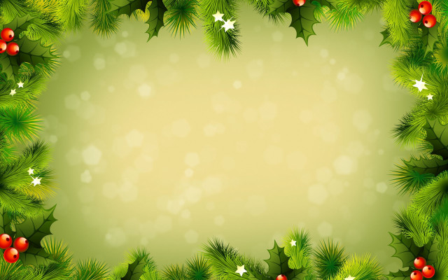 Christmas holly berries green background free wallpaper - medium preview image