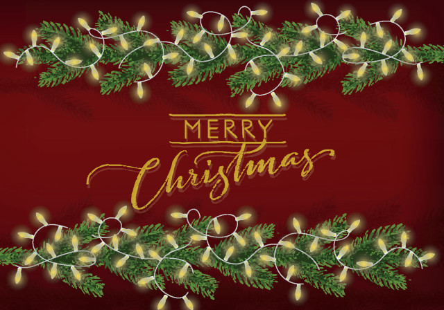 Merry christmas card garland lights free wallpaper - medium preview image