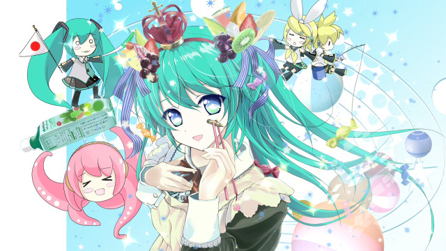 Girl blue hair anime characters free wallpaper for desktop - medium preview image