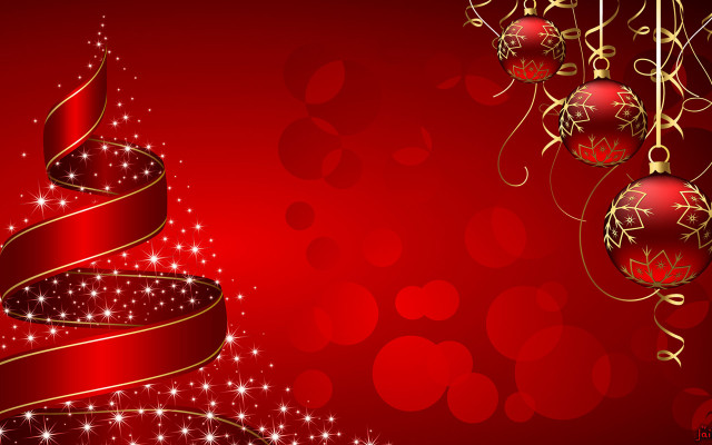 Red christmas card gold ribbon free wallpaper - medium preview image