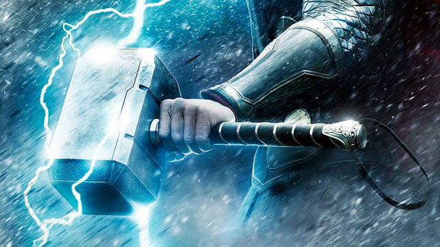Thor lightning storm ocean waves free wallpaper - medium preview image
