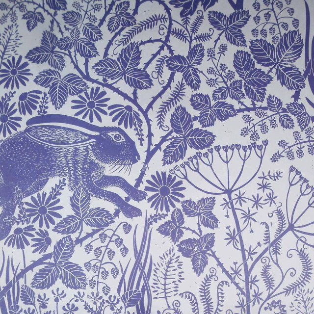 Blue white rabbit flowers background free wallpaper - medium preview image