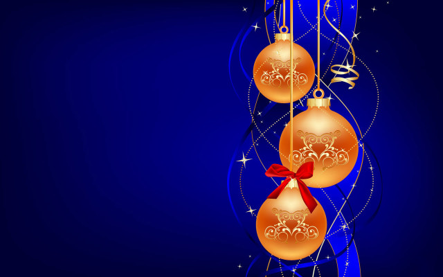 Blue background christmas balls hanging free wallpaper - medium preview image