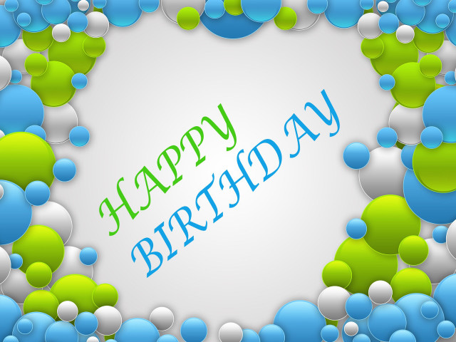 Birthday card blue green bubbles free wallpaper - medium preview image