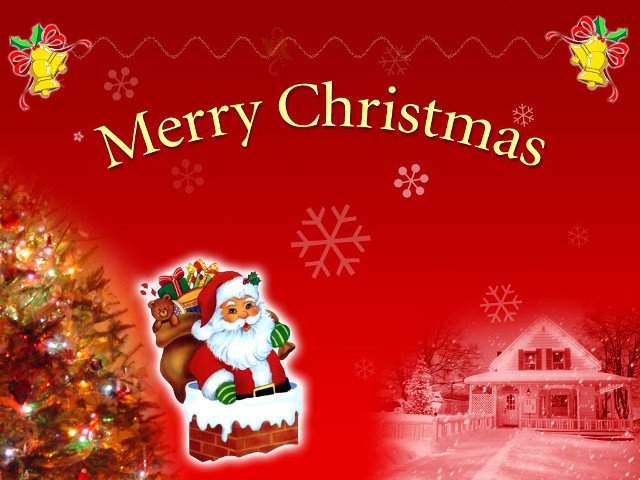 Santa claus christmas tree house free wallpaper - medium preview image