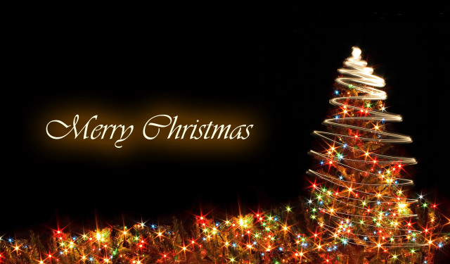 Christmas tree lights merry message free wallpaper - medium preview image
