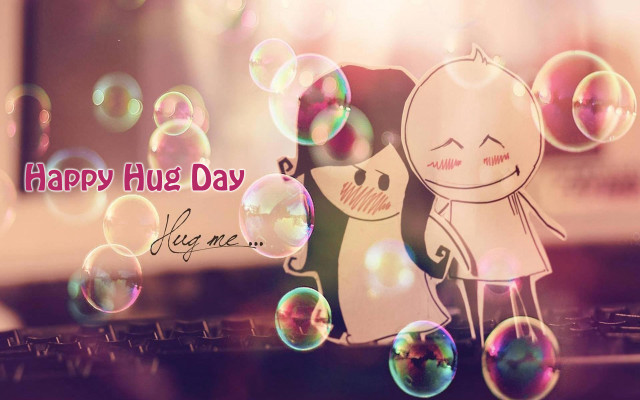 Bubbles floating keyboard hug day free wallpaper - medium preview image