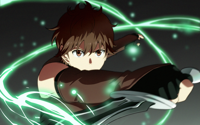 Anime character sword green light free wallpaper - medium preview image