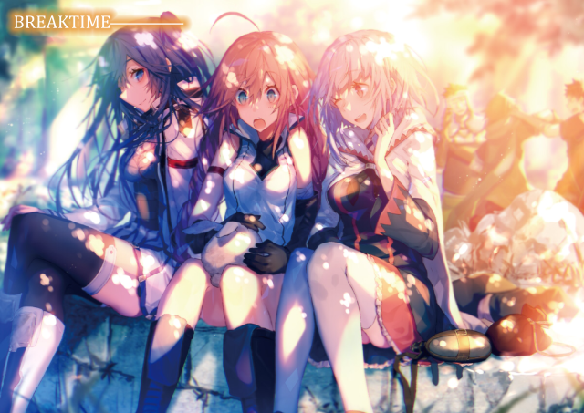 Three girls bench tree sunlight free wallpaper - medium preview image