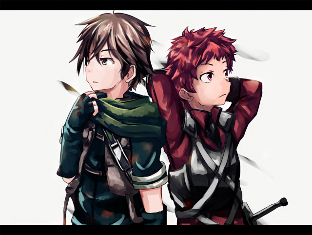 Anime characters swords scarf battle free wallpaper - medium preview image