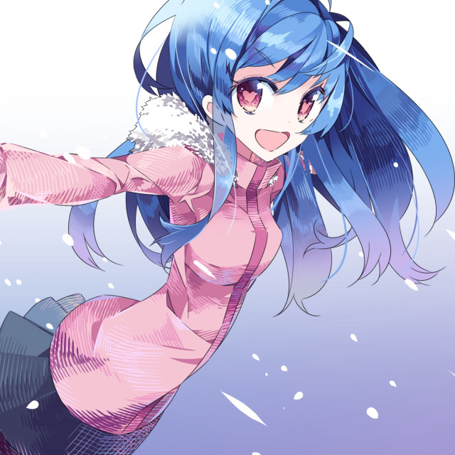 Blue haired girl flying snow free wallpaper - medium preview image