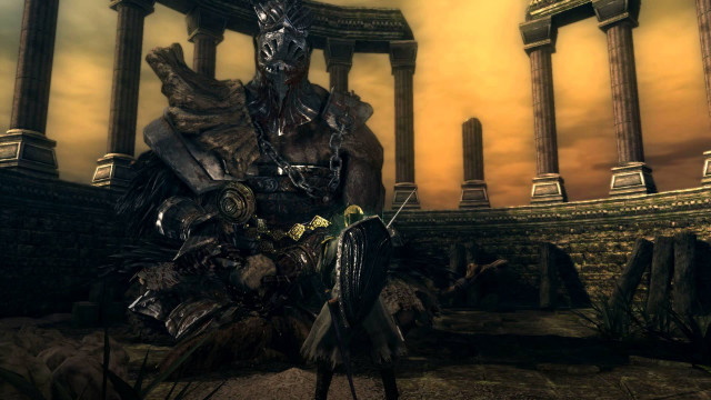 Man armor giant statue temple free wallpaper - medium preview image