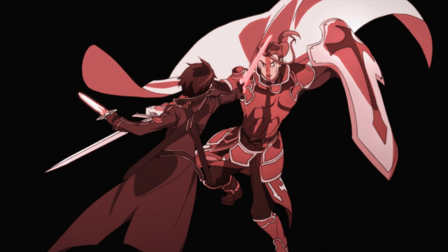 Man woman red outfits swords free wallpaper - medium preview image