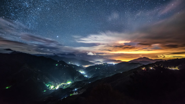 Night sky stars clouds mountain #2 free wallpaper - medium preview image