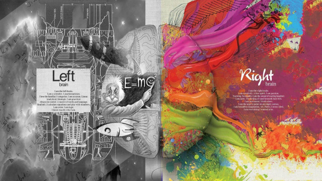 Collage woman face man head free wallpaper - medium preview image