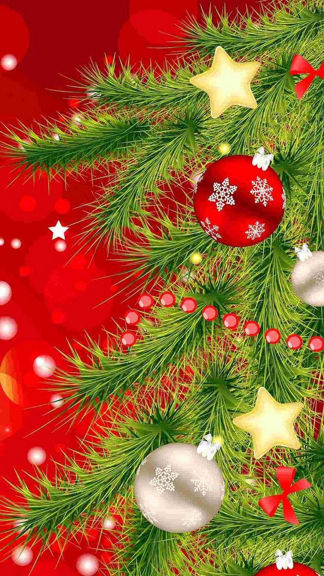 Christmas tree ornaments stars branches free wallpaper - medium preview image