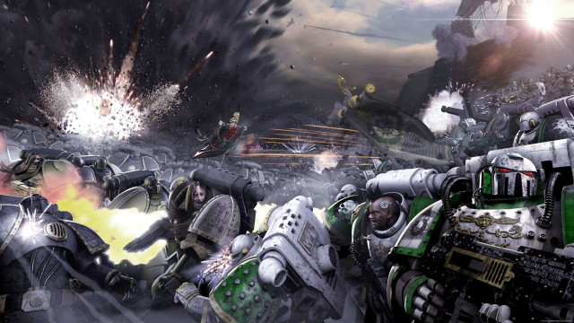 Warhammers battle fire smoke background free wallpaper - medium preview image