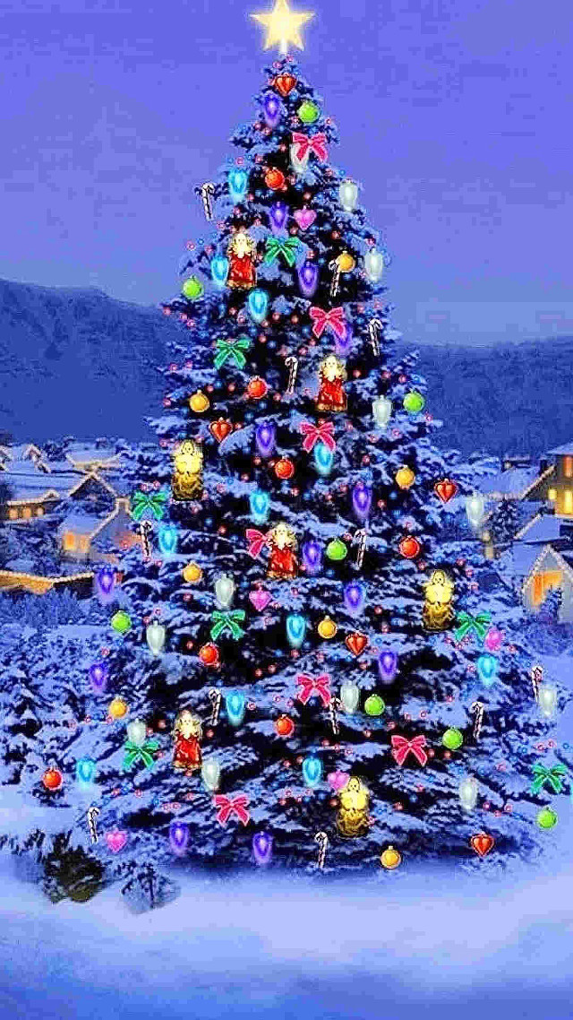 Christmas tree snow sky mountain free wallpaper - medium preview image
