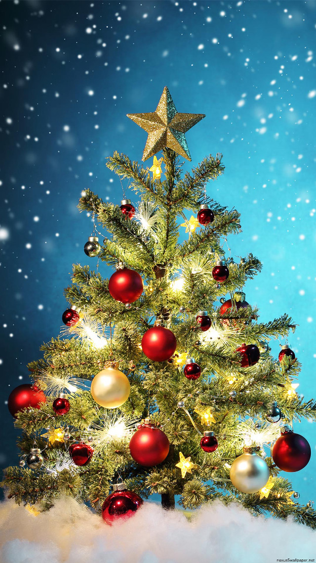 Christmas tree star snow blue free wallpaper - medium preview image