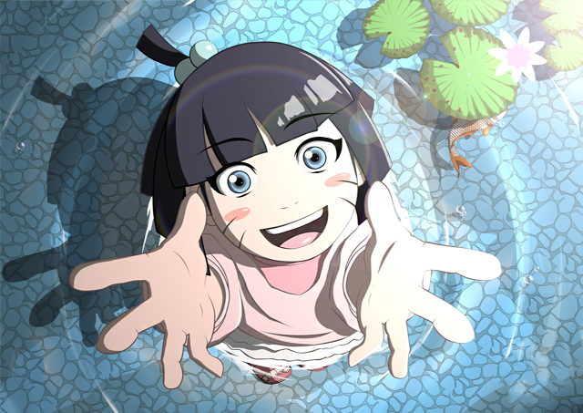 Girl hands up fish background free wallpaper - medium preview image