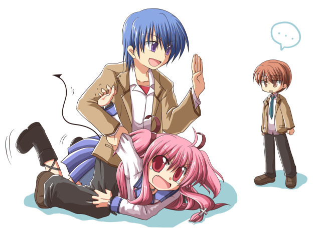 Anime couple sitting speech bubble free wallpaper - medium preview image