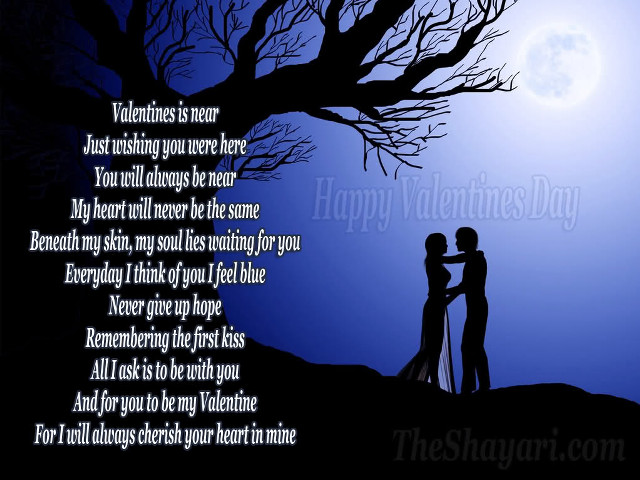 Couple kissing tree fullmoon poem free wallpaper - medium preview image