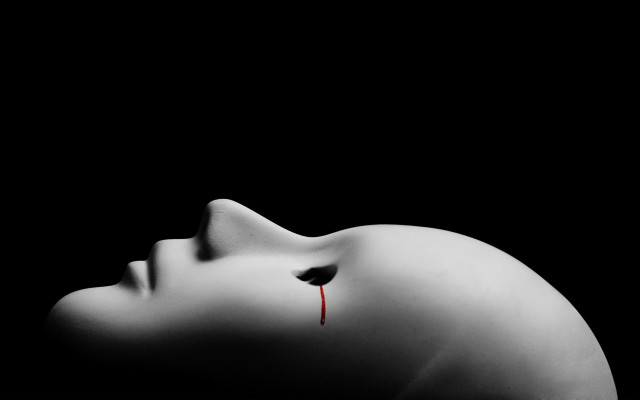 Woman face bleeding red line free wallpaper - medium preview image