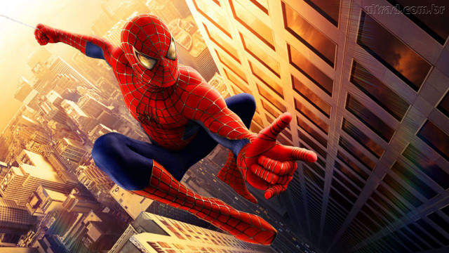 Spider man flying city tall #2 free wallpaper - medium preview image