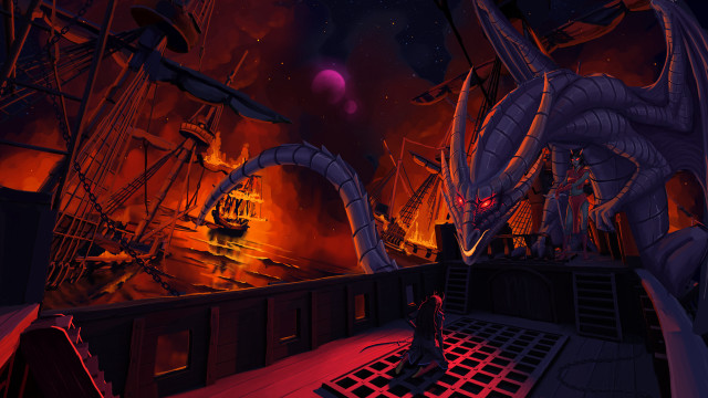 Dragon sci fi world ship free wallpaper - medium preview image