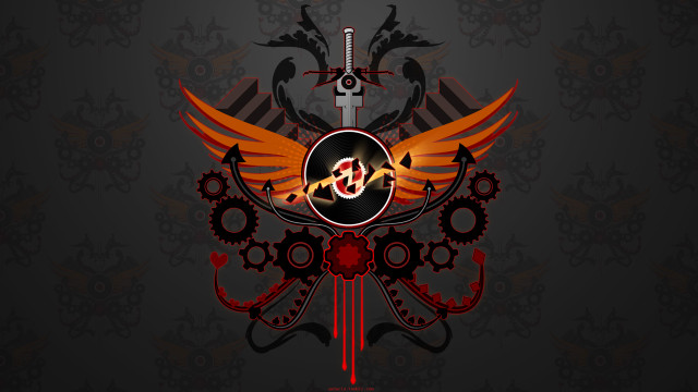 Red black wallpaper skull wings free wallpaper - medium preview image