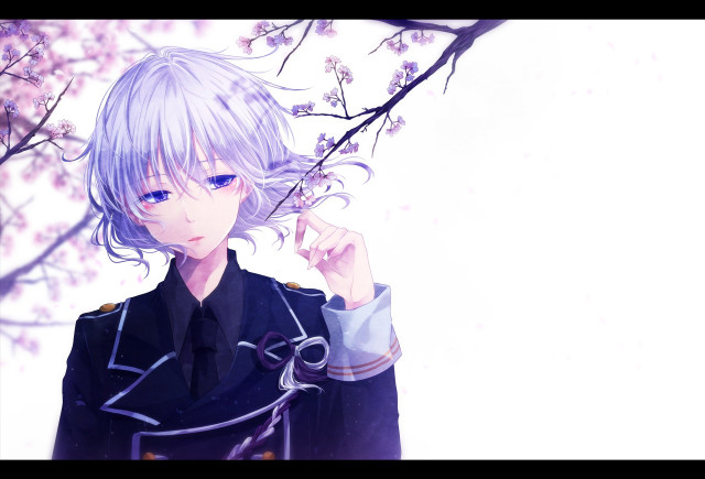 Purple hair anime girl cherry free wallpaper for desktop - medium preview image