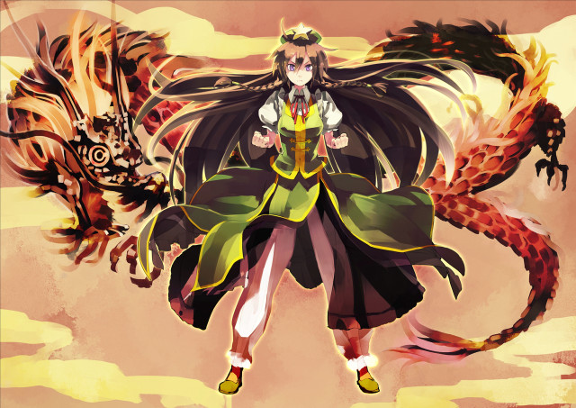 Woman dress dragon wings flying free wallpaper - medium preview image
