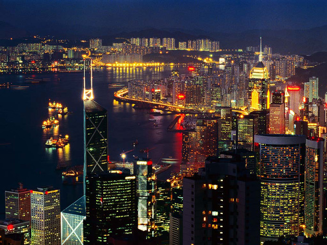 City skyline night lights bridge #8 free wallpaper for desktop - medium preview image
