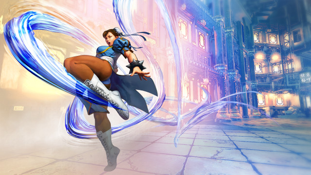 Futuristic woman flying sword building free wallpaper - medium preview image