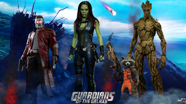 Action figures rocket ship scene free wallpaper - medium preview image