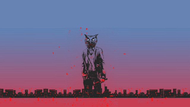 Man cat mask city skyline free wallpaper - medium preview image