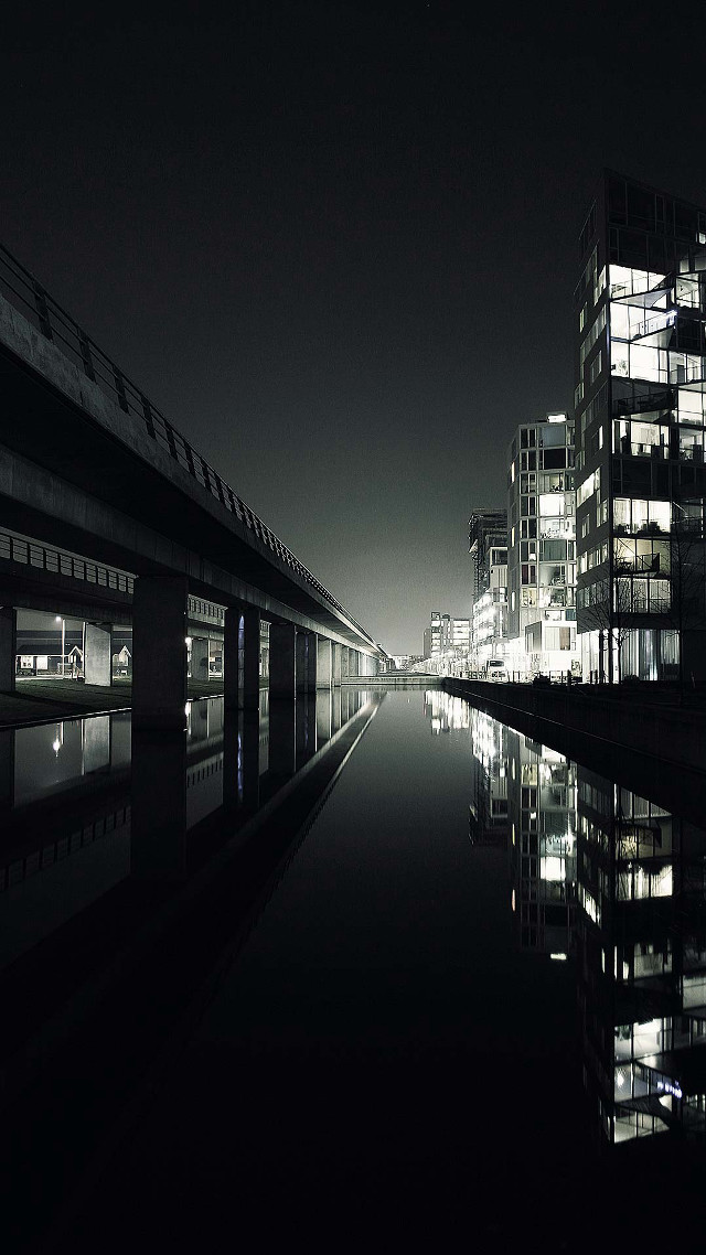 Train night tall buildings lights free wallpaper - medium preview image