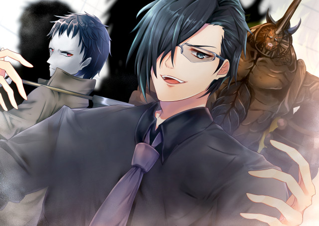 Man demon suit tie standing free wallpaper for desktop - medium preview image