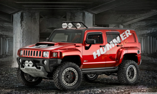 Red hummer truck parking garage free wallpaper - medium preview image