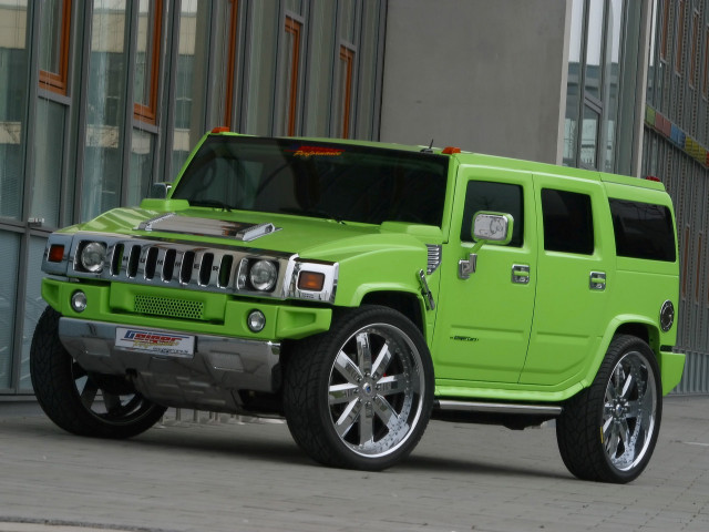 Bright green hummer parked street free wallpaper - medium preview image