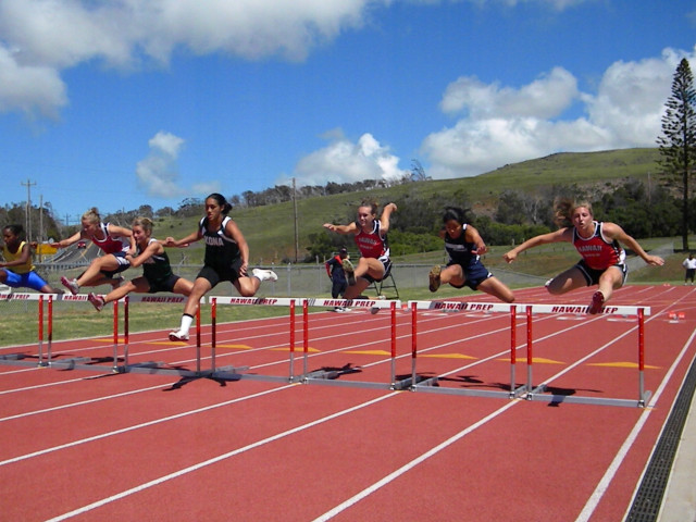 Group people track jumping hurdle free wallpaper - medium preview image