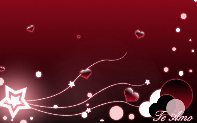 Red background hearts stars pattern free wallpaper - medium preview image