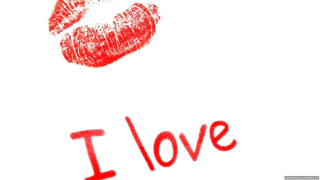 Red lipstick imprint white background free wallpaper - medium preview image