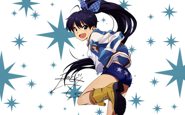 Girl uniform flying stars background free wallpaper - medium preview image