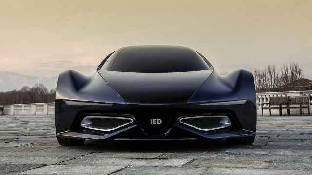Futuristic car brick surface building free wallpaper - medium preview image