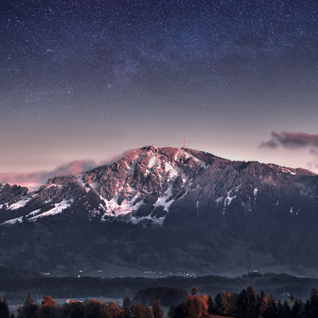 Snowy mountain clouds trees sky free wallpaper - medium preview image