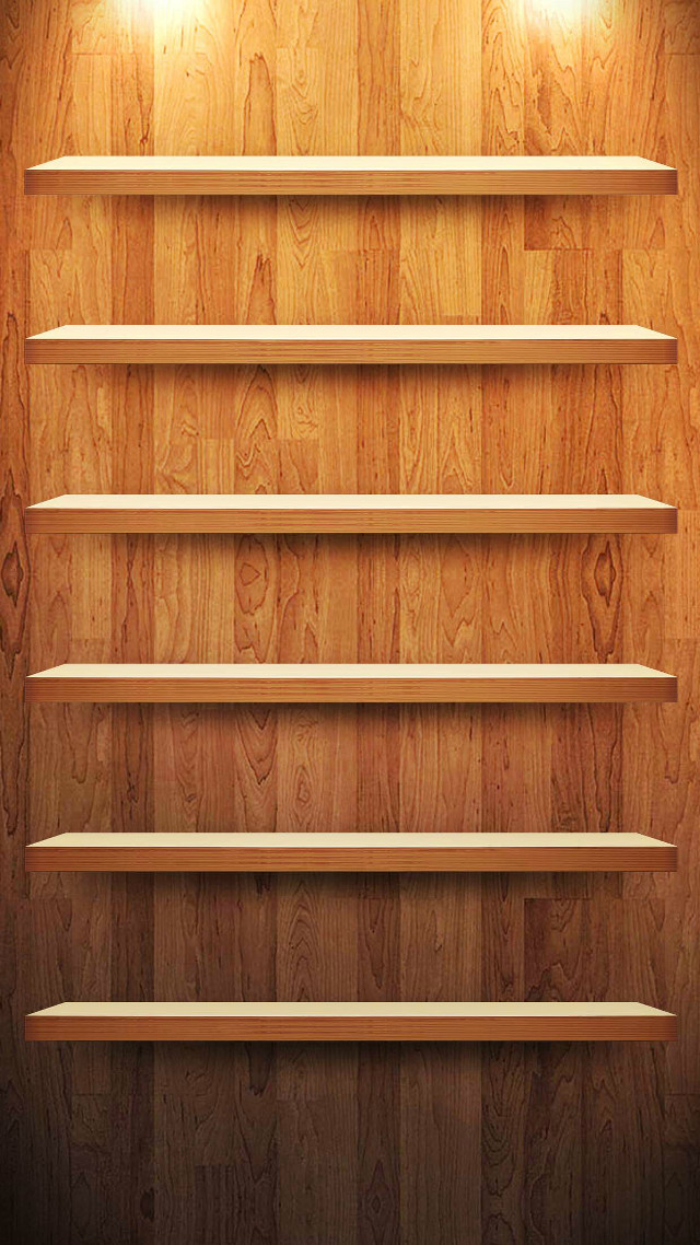 Wooden shelf lights wall floor free wallpaper - medium preview image