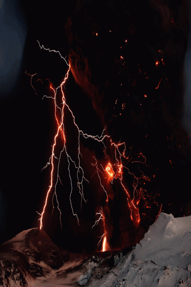 Snowy mountain lightning dark sky free wallpaper - medium preview image