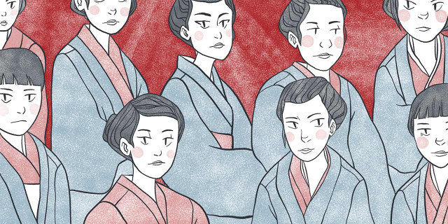 Kimonos group people line camera free wallpaper - medium preview image